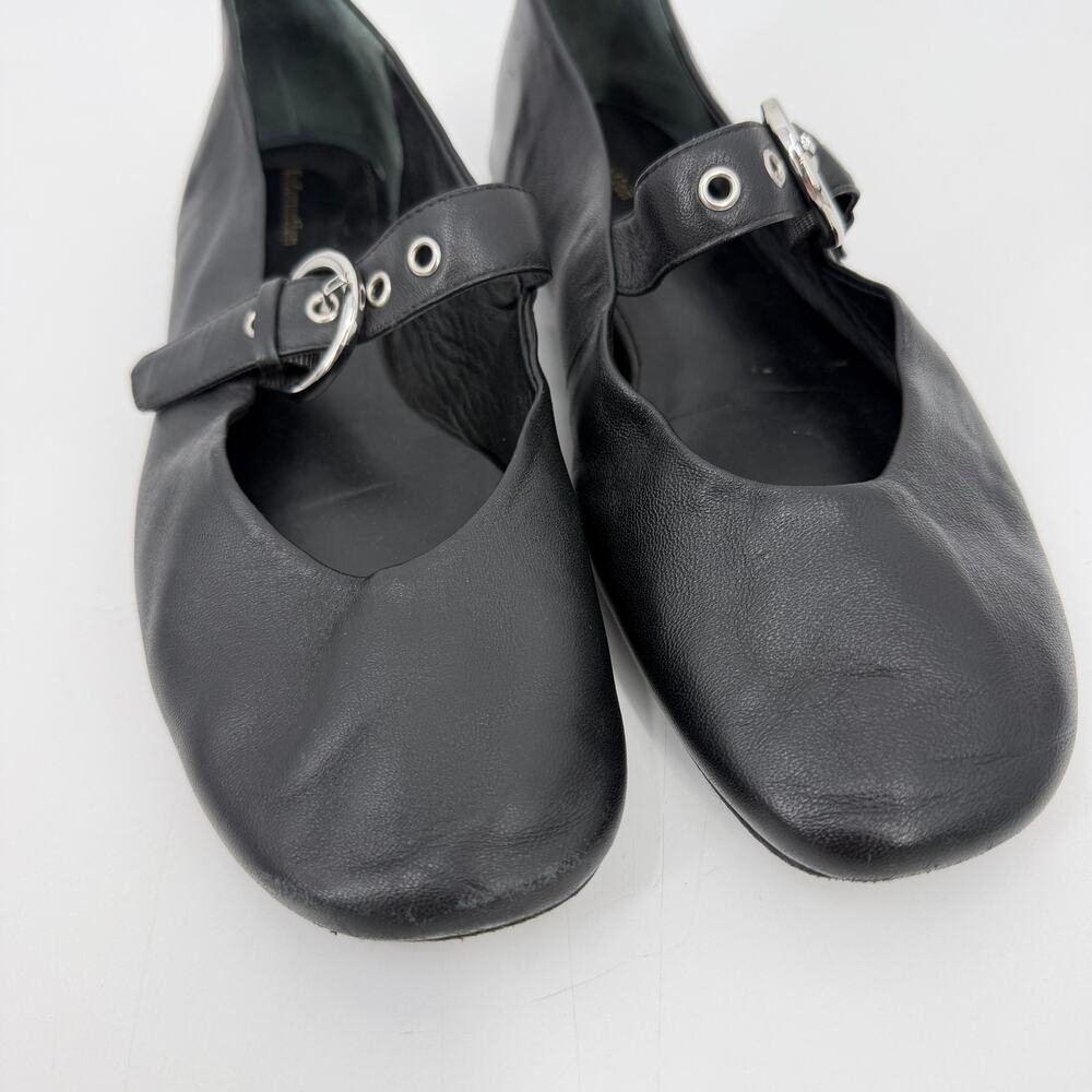 Reformation | Bethany Flats in Black Leather Mary Janes 8 - Picture 4 of 12